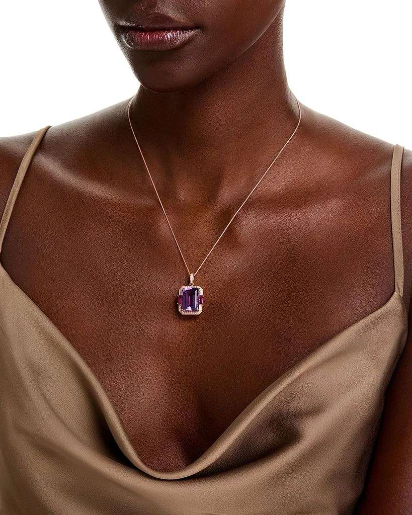 Bloomingdale
s Fine Collection Amethyst, Rhodolite, 
Diamond Pendant Necklace in 14K Rose Gold, 18" 2