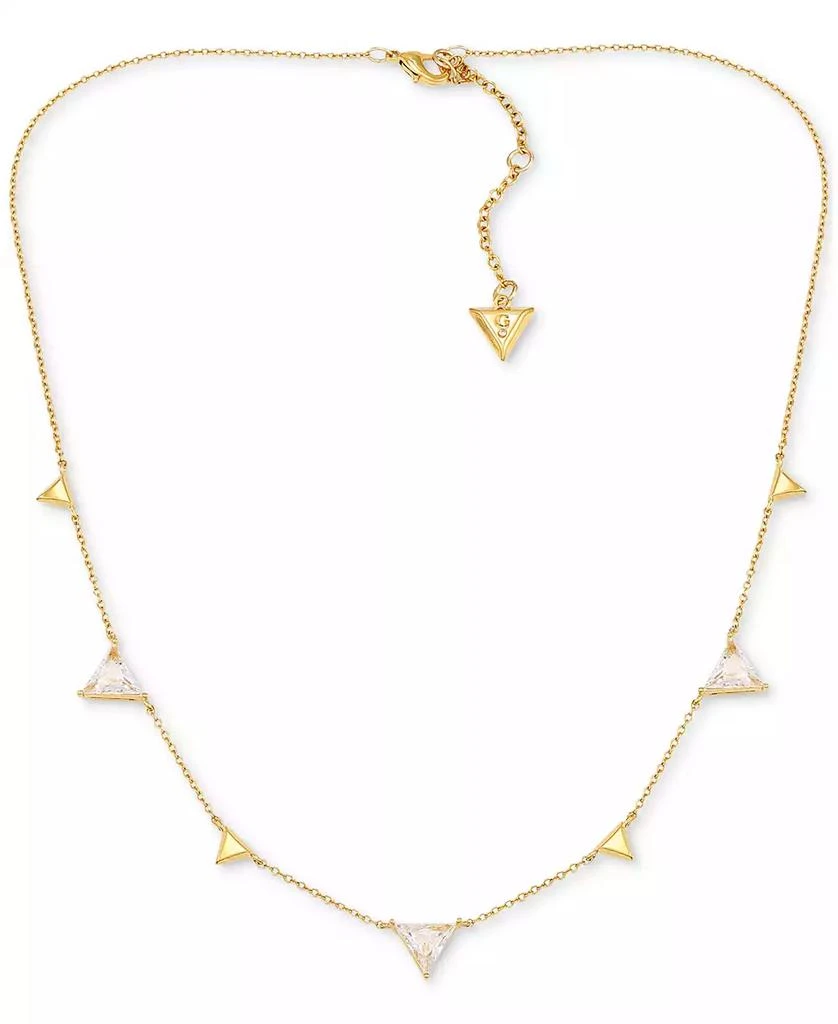 GUESS 14k Gold-Plated & Cubic Zirconia Triangle Station Necklace, 16" + 2" extender 1