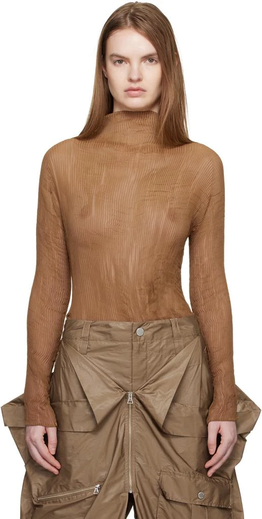 Issey Miyake Beige Chiffon Twist 3 Top