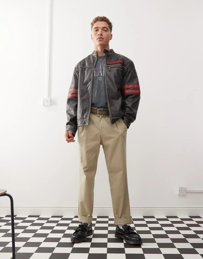 Reclaimed Vintage Reclaimed Vintage real leather motor jacket 4