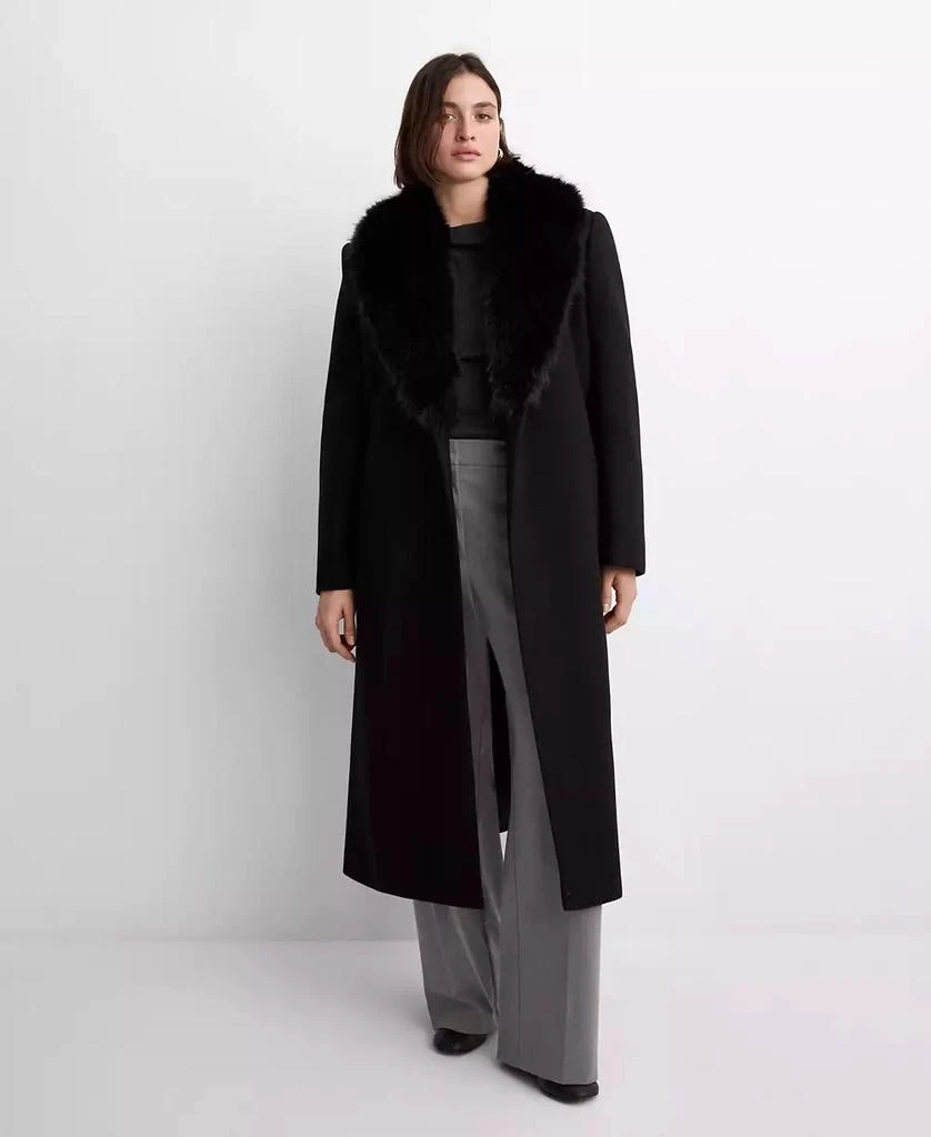 Mango Women
s Fur Collar Manteco Wool Coat