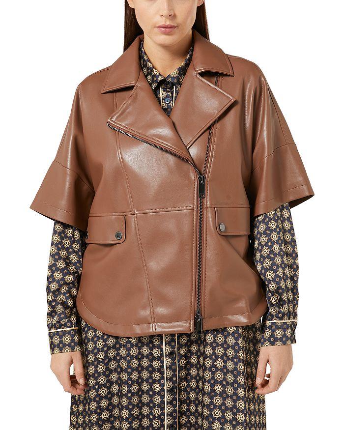 Marina Rinaldi Faux Leather Short Sleeve Moto Jacket