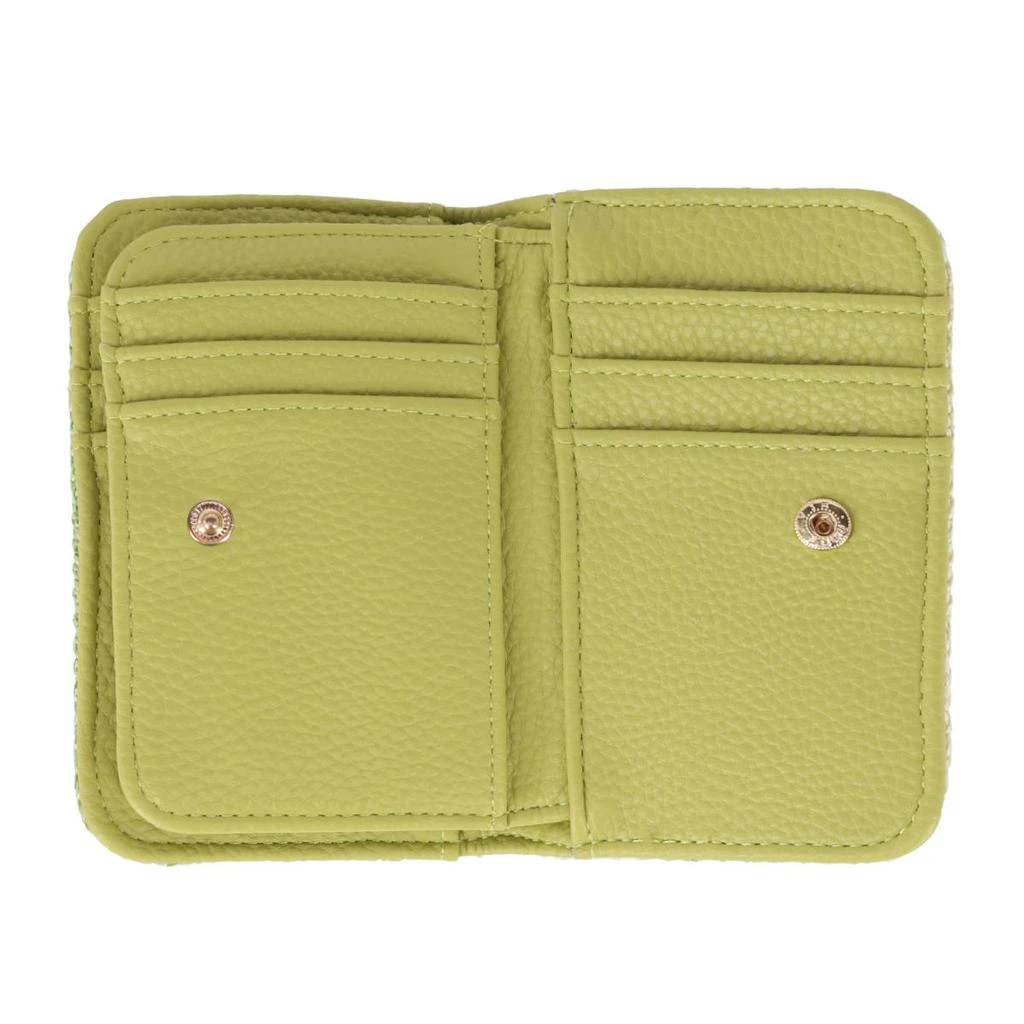 Buxton Women's Straw Vegan Leather Snap Card Case 2