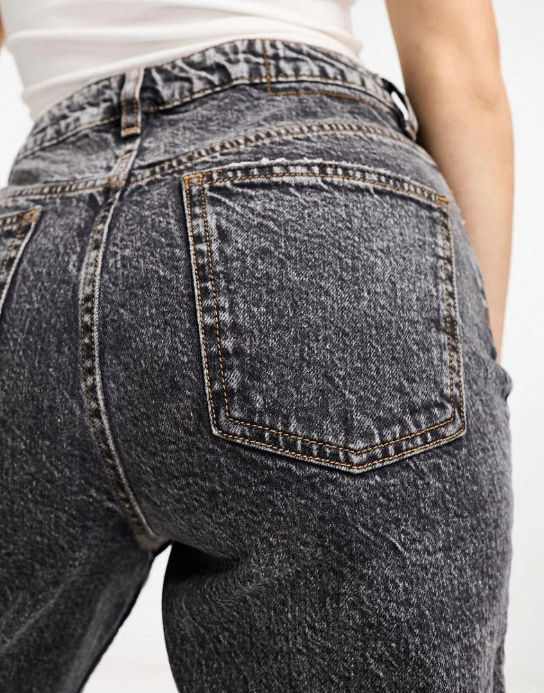 ASOS ASOS DESIGN mid rise straight jeans in dark grey 5