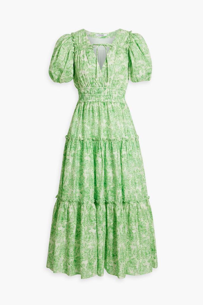 Derek Lam Philippa tiered printed cotton-jacquard midi dress