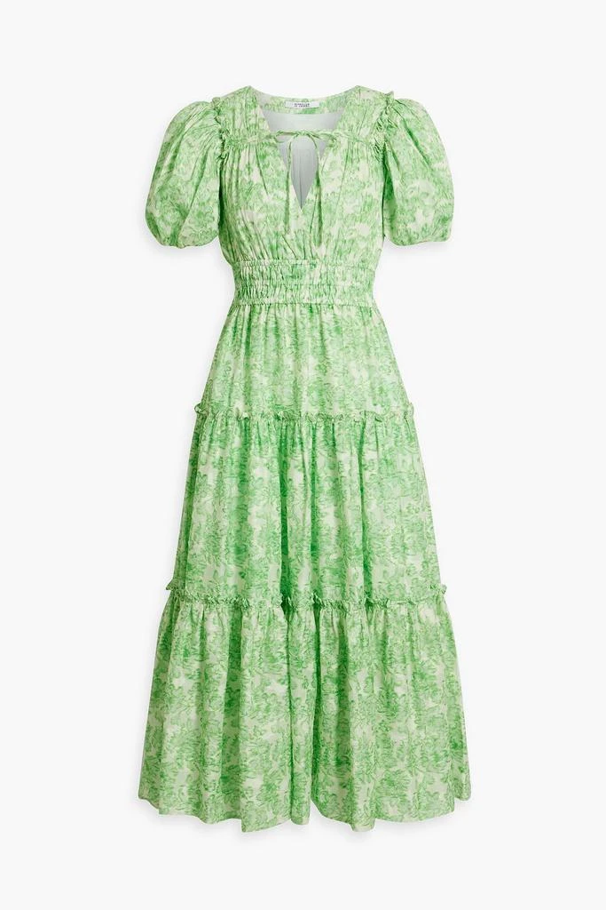 Derek Lam Philippa tiered printed cotton-jacquard midi dress 1