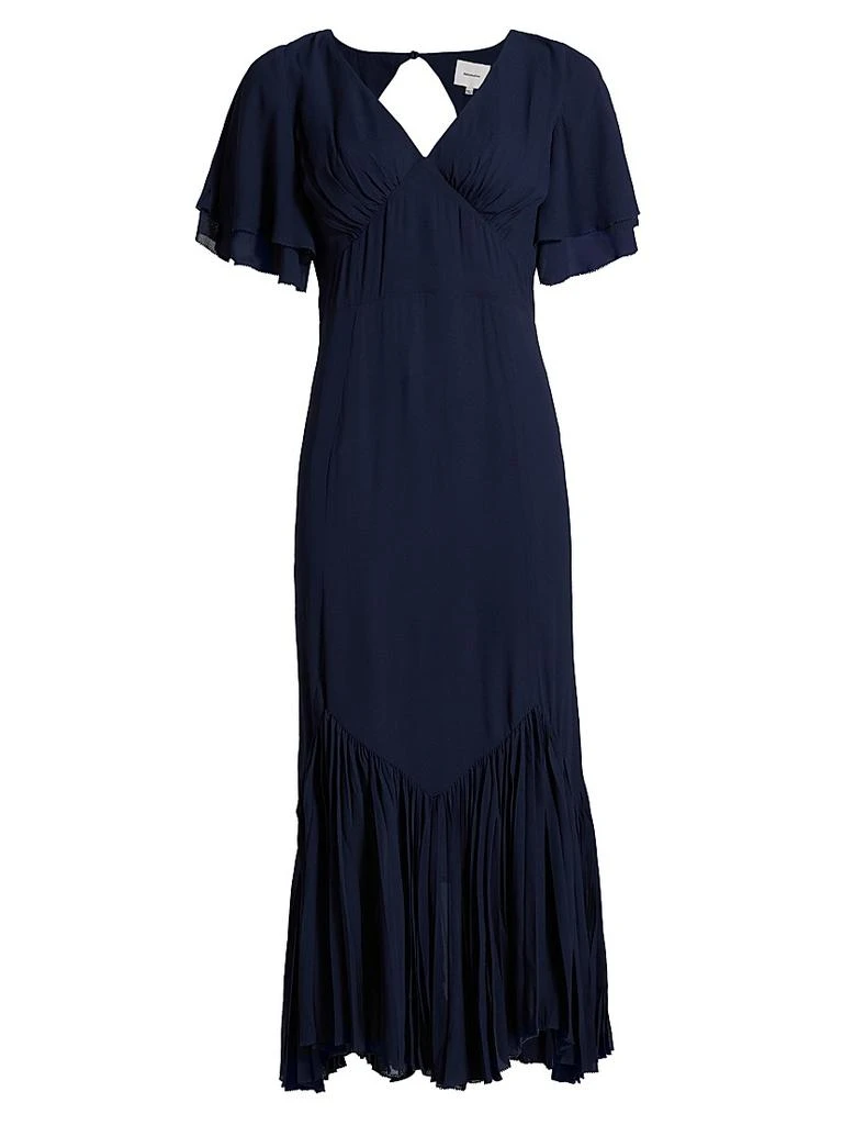 Salvia Pleated Ruffle Midi-Dress  On Sale Now with Up to 25% Off |  Discover Exclusive Deals & Savings at BeyondStyle  Authentic Reformation  pleated|women's apparel|contemporary|women's|dresses|short  sleeve|midi-length|conscious materials|v-neck ...