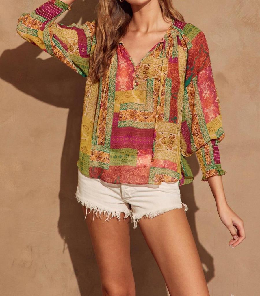 Dress Forum Dress Forum - Aura Smocked Neckline Flowy Blouse