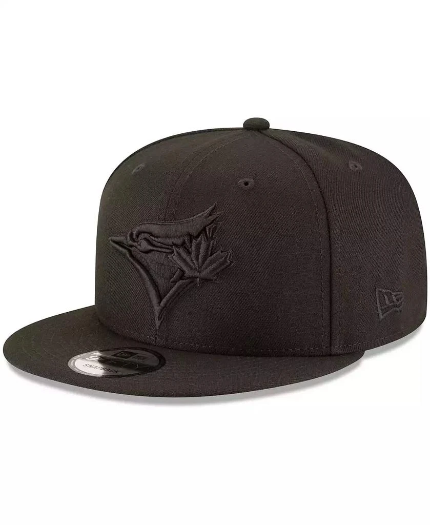 New Era Men's Toronto Blue Jays Black on Black 9FIFTY Team Snapback Adjustable Hat - Black 1