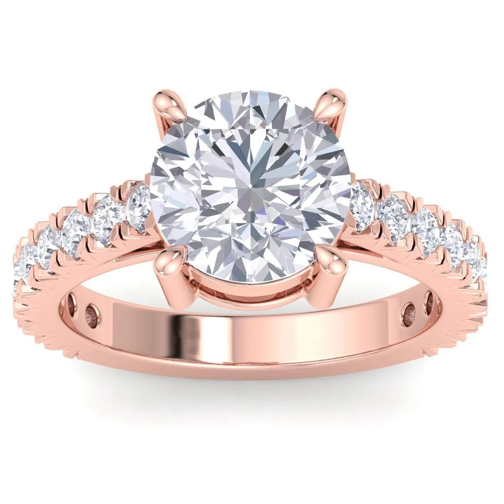 SSELECTS 4 Carat Round Lab Grown Diamond Classic Engagement Ring In 14K Rose Gold G-H, Vs2 1