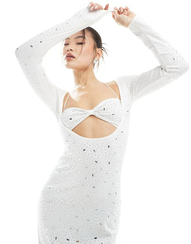 Shop Murci exclusive diamante cut out long sleeve maxi dress in white on  Sale at BeyondStyle  Get 65% Off Murci exclusive diamante cut out long  sleeve maxi dress in white with