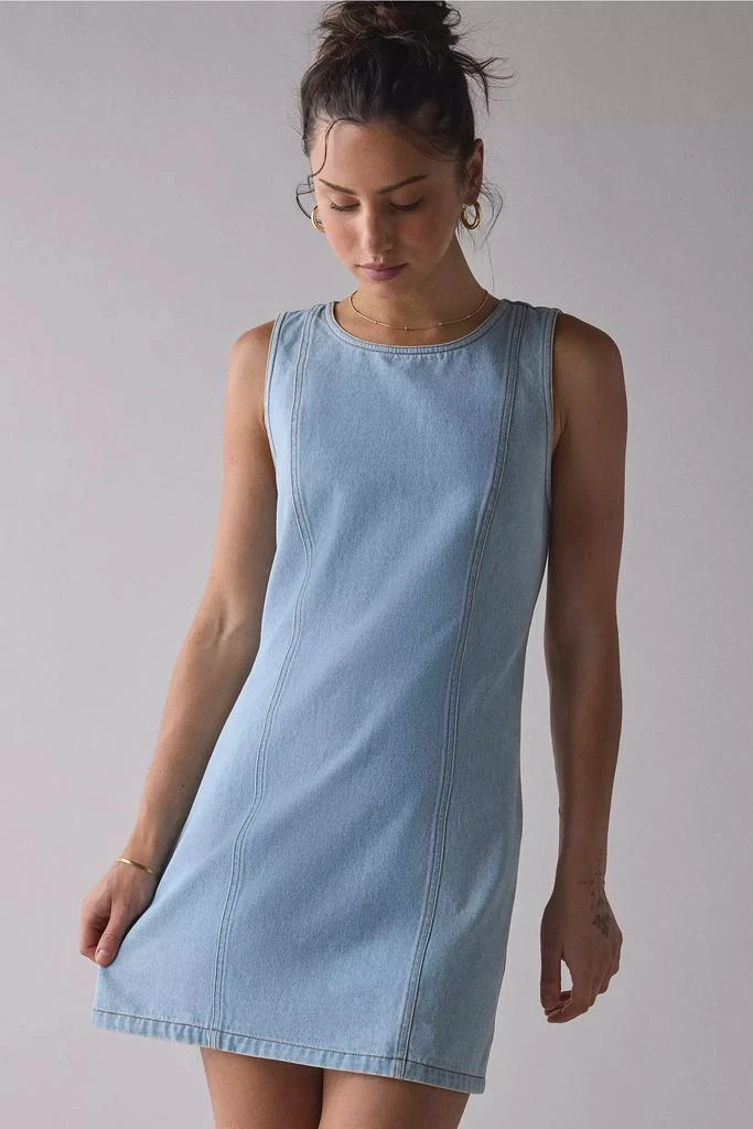 white christmas dresses Light Wash Adjustable Halter Neck Denim Mini Dress main image 0