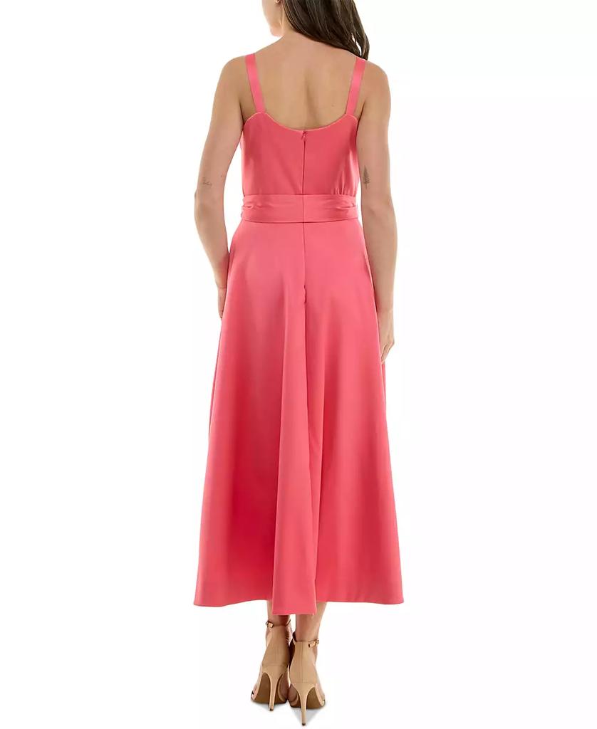 Taylor Women's Floral-Trim Bow-Waist Midi Dress