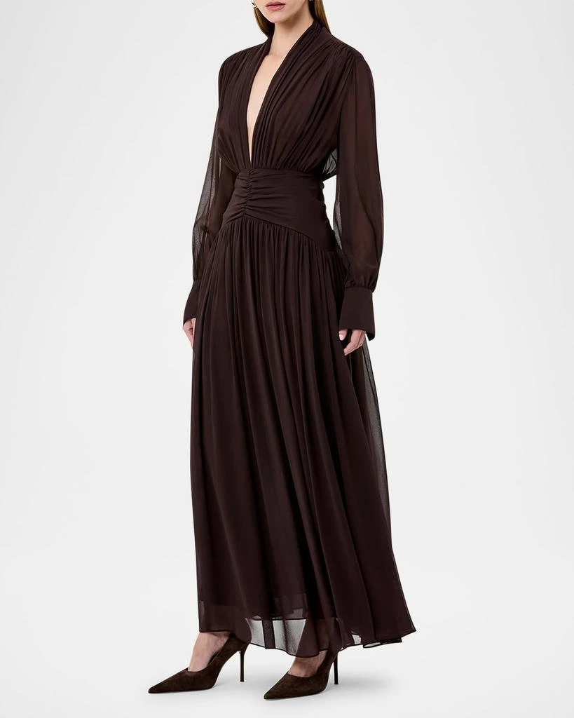 chinese dress ladies Chocolate Brown Shirred Jocelyn Maxi Dress main image 0