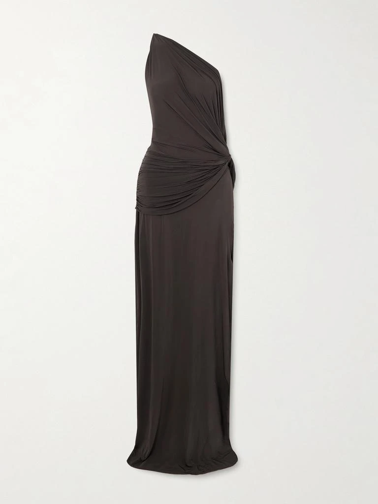 Alex Perry One-shoulder Draped Stretch-jersey Gown - Dark gray