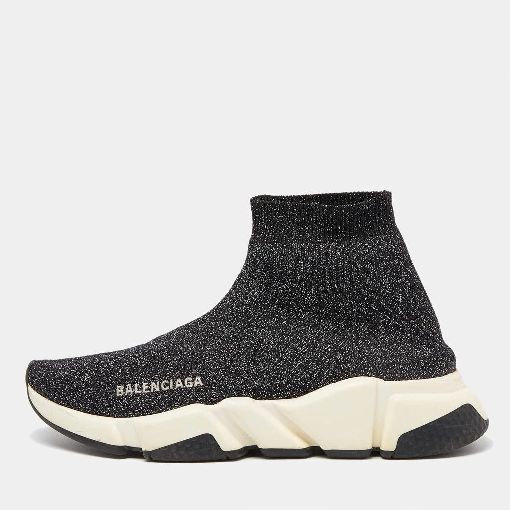 Balenciaga Balenciaga Black Glitter Knit Fabric Speed Trainer High Top Sneakers Size 37 1