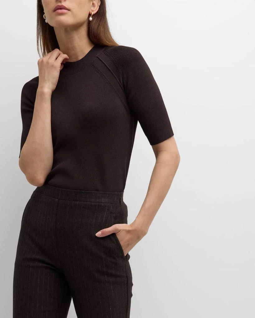 St. John Short-Sleeve Slim Stretch Knit Sweater 7