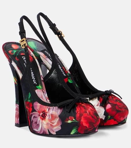 Dolce 
Gabbana Vally 105 floral satin slingback pumps 1