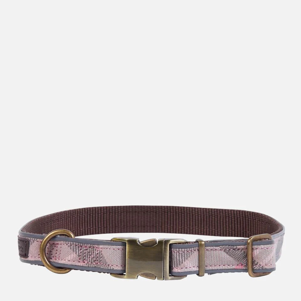 Barbour Barbour Reflective Tartan Dog Collar - Taupe/Pink Tartan 3