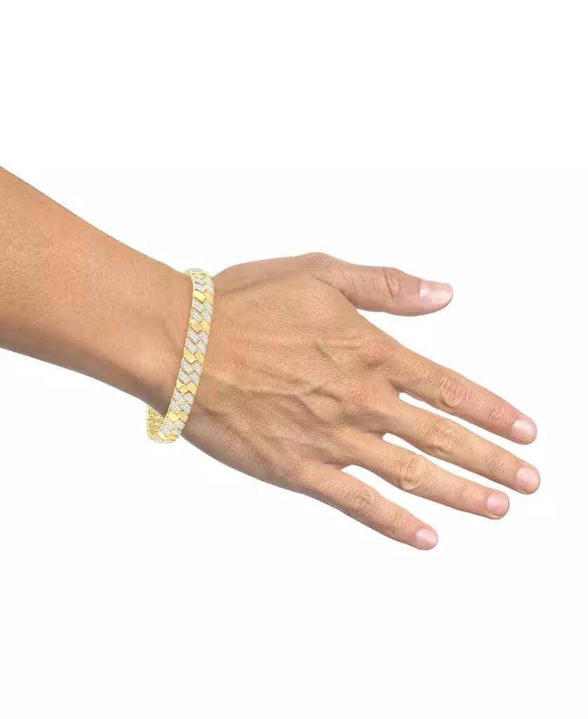 Macy
s Men
s Diamond Pavé Cluster Square Link Bracelet (2 ct. t.w.) in 14k Gold-Plated Sterling Silver 2
