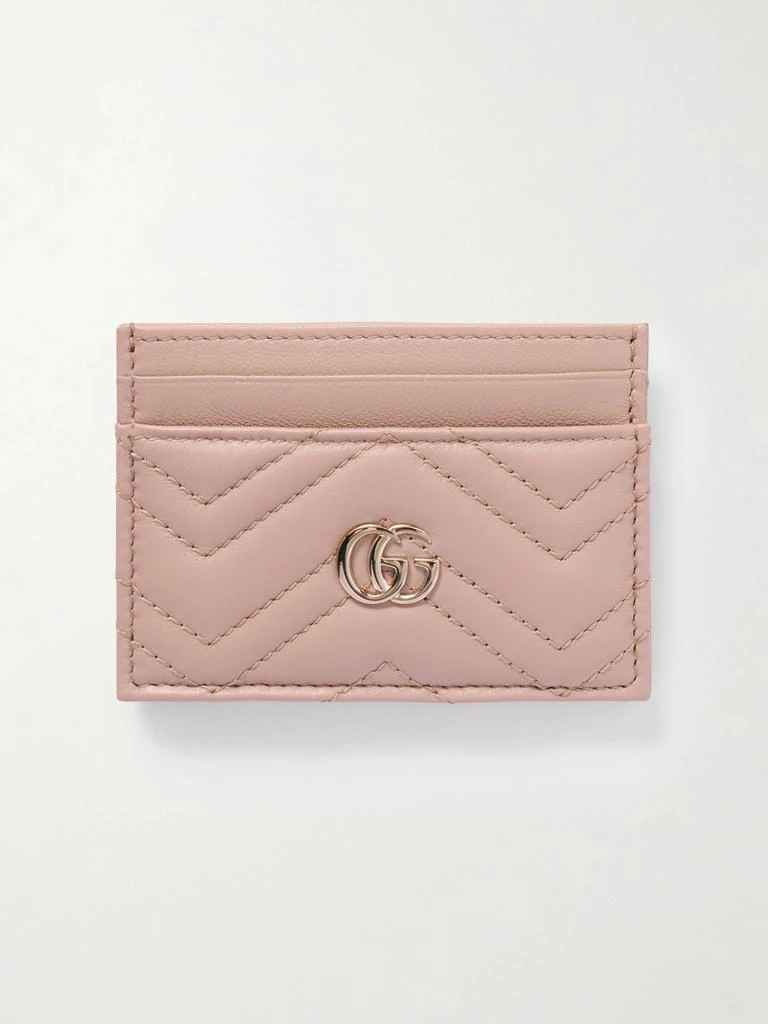 Gucci Gg Marmont Quilted Textured-leather Cardholder - Beige