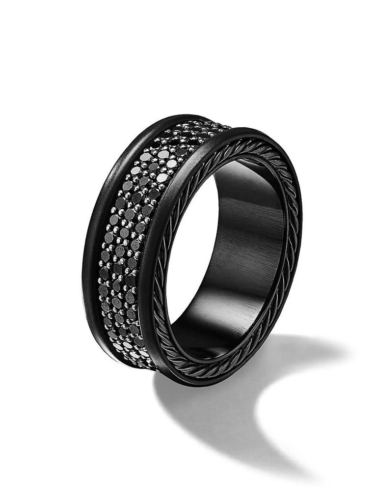 David Yurman Streamline® Three Row Band Ring in Black Titanium with Pavé Black Diamonds 3