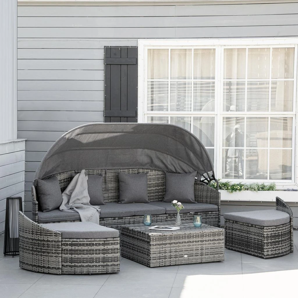 Hivvago Modular Outdoor Rattan Daybed Sectional with Cushions 2
