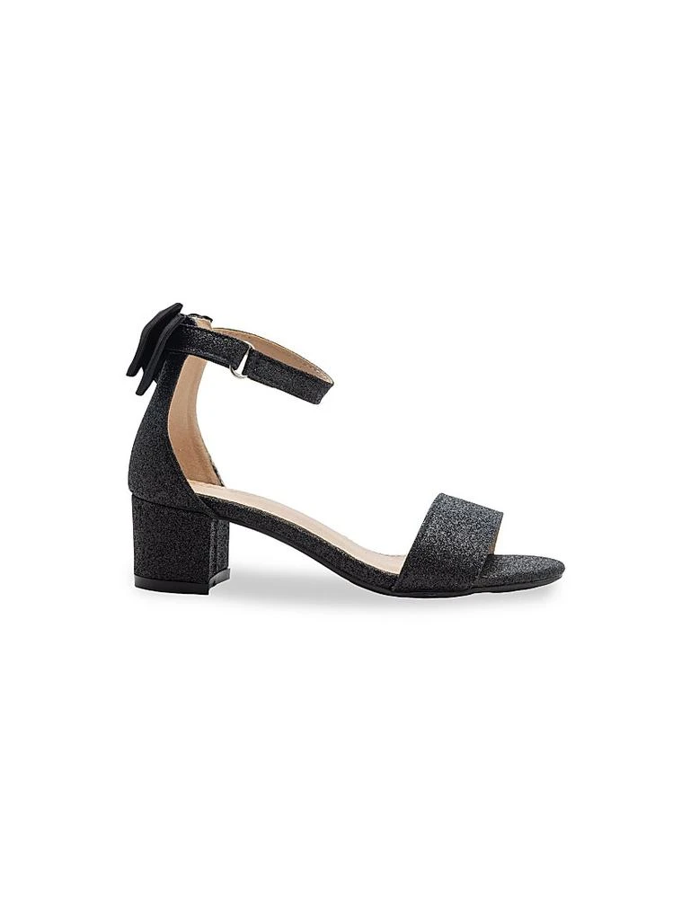 Tulleen Little Girl's and Girl's Glitter Banded Block Heels 1