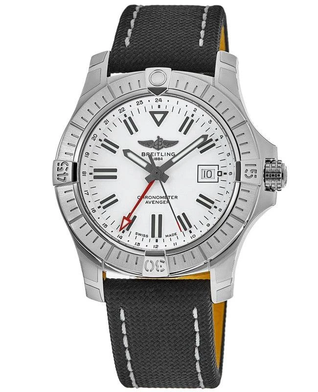 BREITLING Breitling Avenger Automatic GMT 43 White Dial Leather Strap Men's Watch A32397101A1X1 1