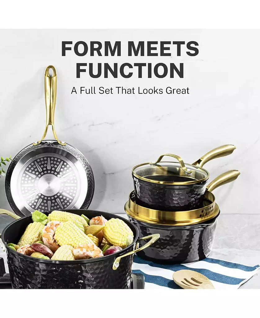 GraniteStone Charleston Collection 15-Piece Hammered Ceramic Coating Nonstick Cookware Set 5