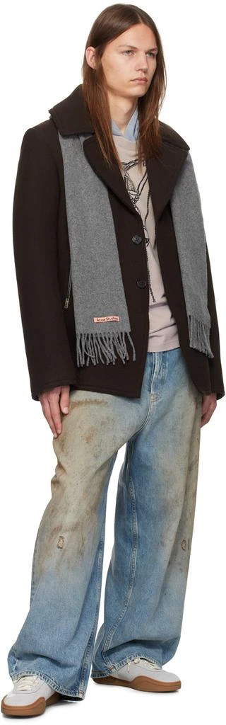 Acne Studios Gray Skinny Fringe Wool Scarf 3
