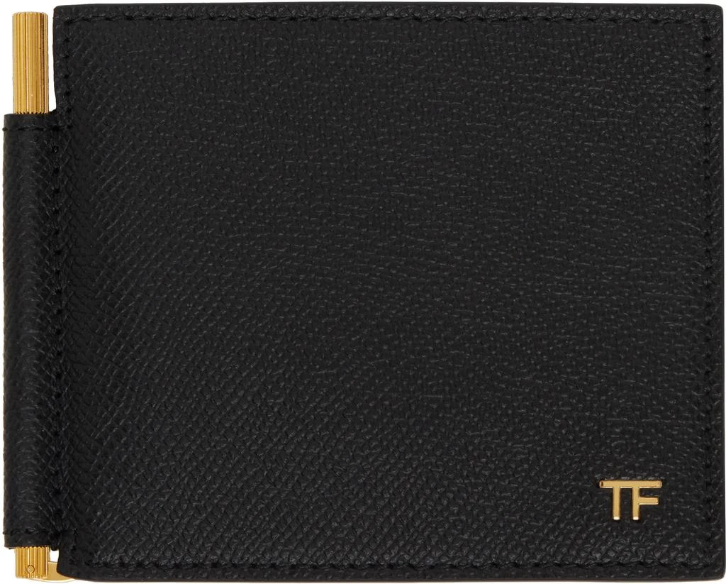 Tom Ford Black Small Grain Leather Money Clip Wallet 1