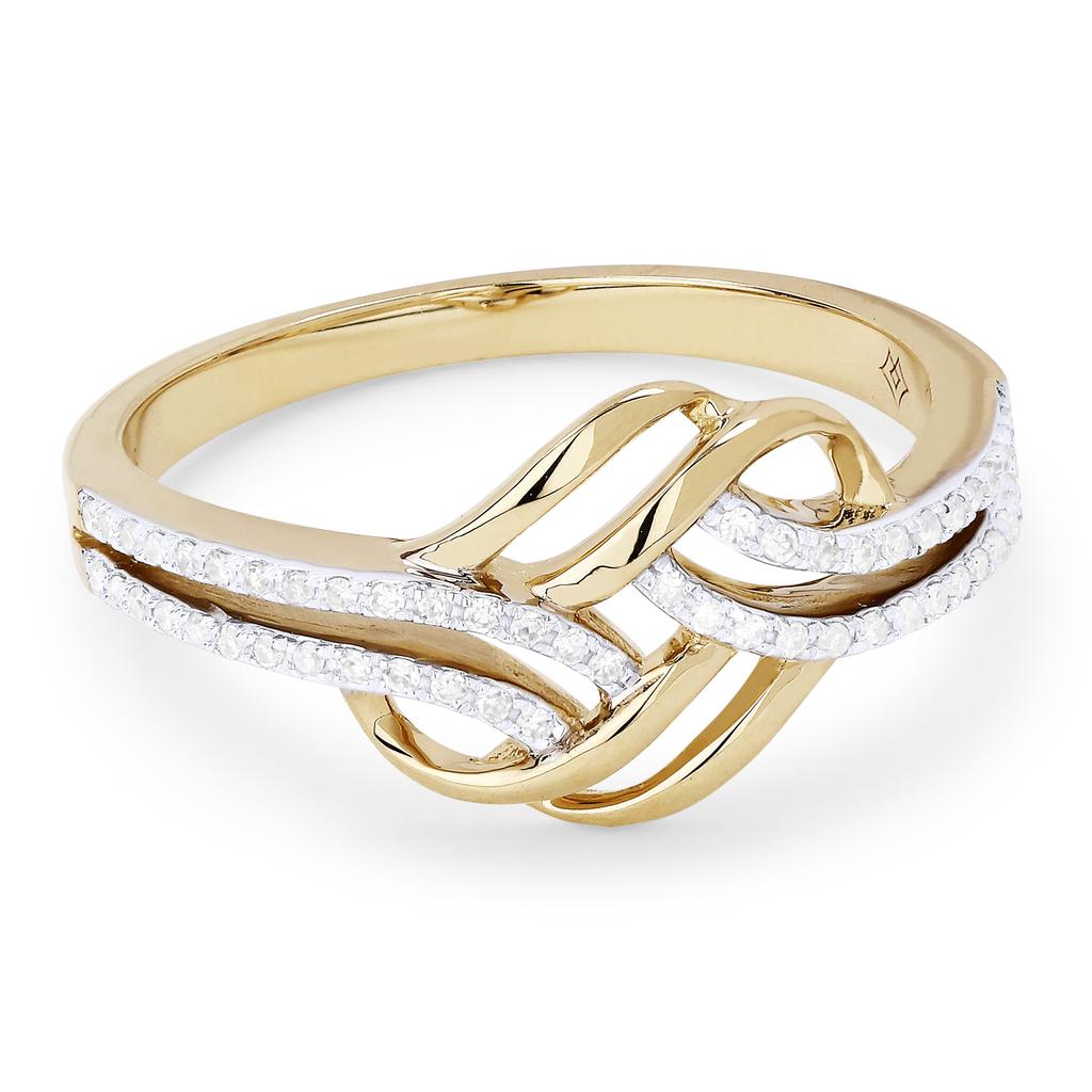 SSELECTS 14K Yellow Gold,white Diamond Ring