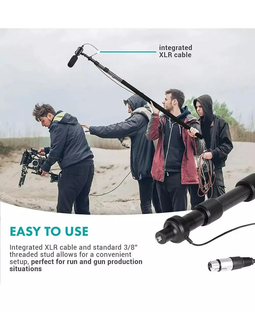 Movo CMP-25 8.2
 Telescoping Carbon Fiber Microphone Boom Pole with Integrated XLR Cable for Video Production and Electronic News Gathering 2