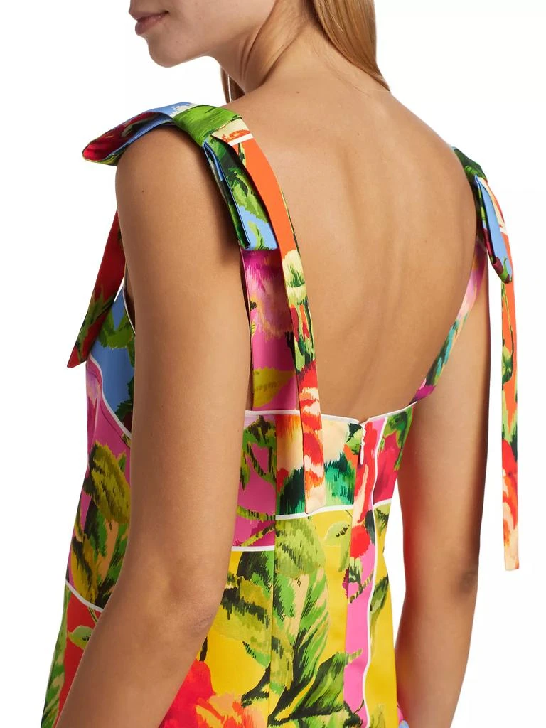 Carolina Herrera Windowed Floral Bow-Strap Cocktail Dress 6