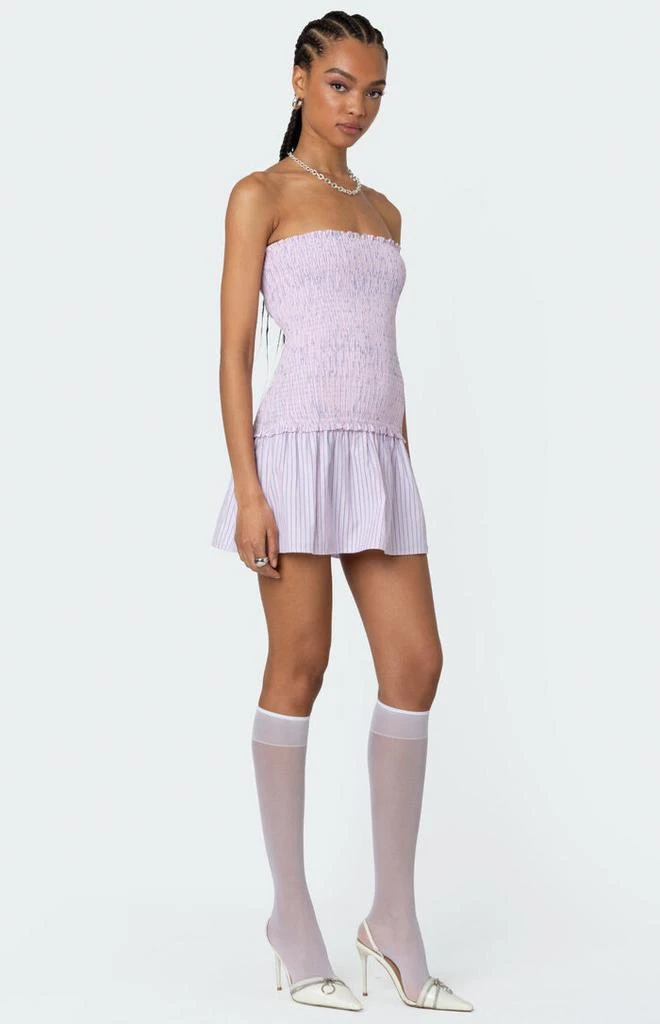 Edikted Striped Scrunch Strapless Mini Dress 3