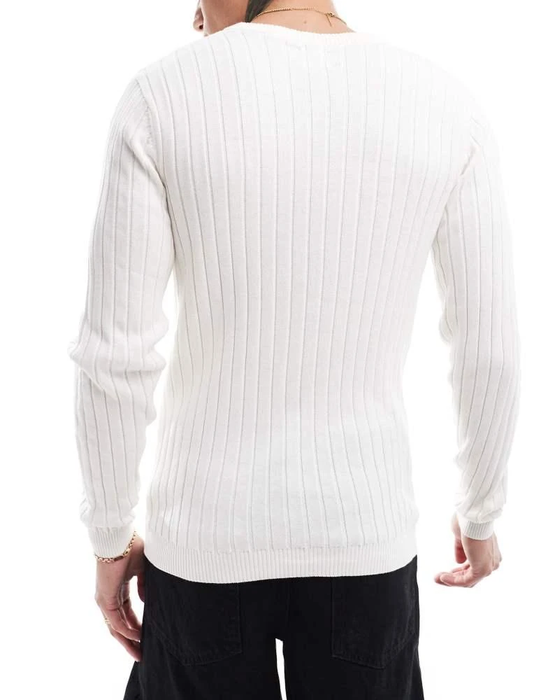ASOS ASOS DESIGN essential muscle fit knitted rib jumper in white 3