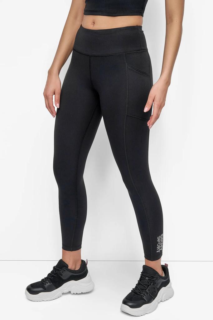 DKNY HIGH WAIST 7/8 LENGTH RHINESTONE LOGO TIGHT