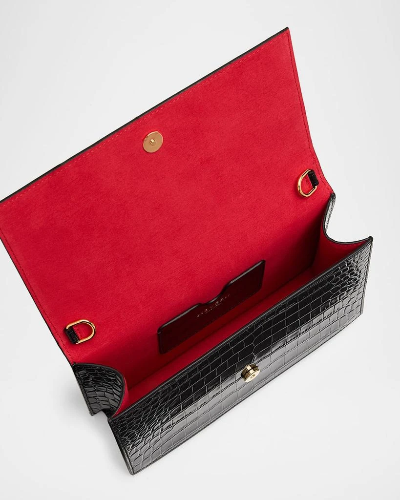 McQueen Skull Croc-Embossed Leather Shoulder Bag 4