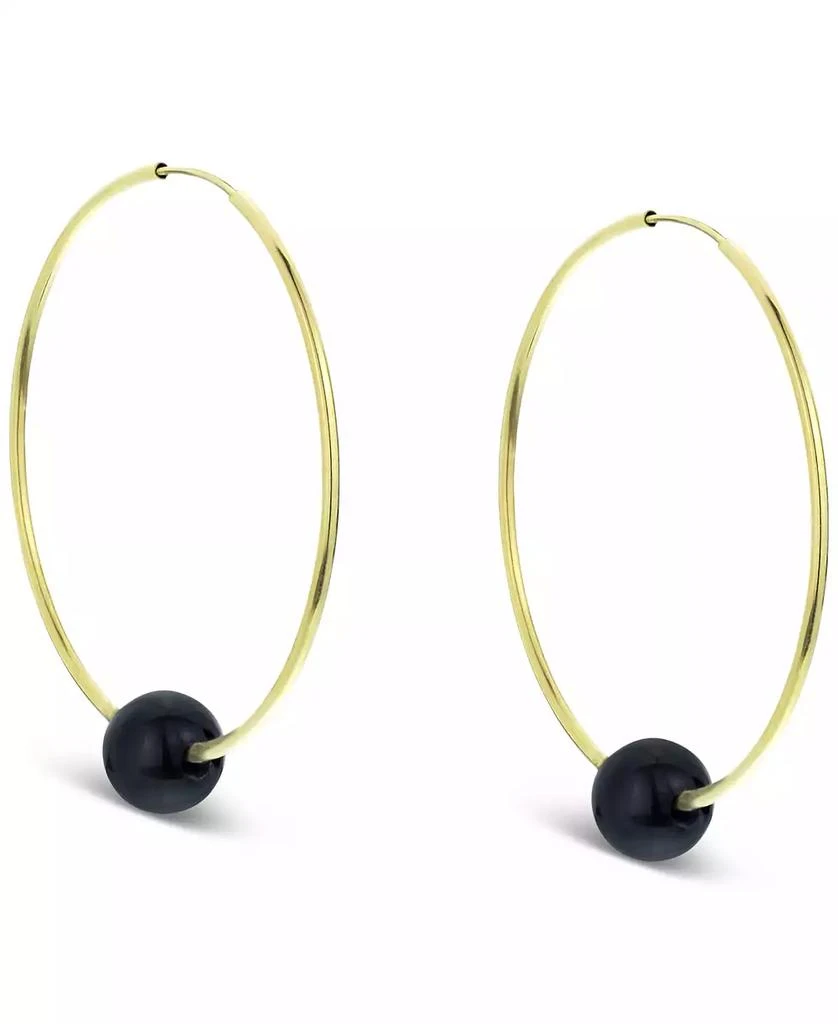 Macy's Jade Medium Hoop Earrings in 14k Gold, 1.57" (Also in Onyx, Turquoise, Lapis, & Freshwater Pearl) 1
