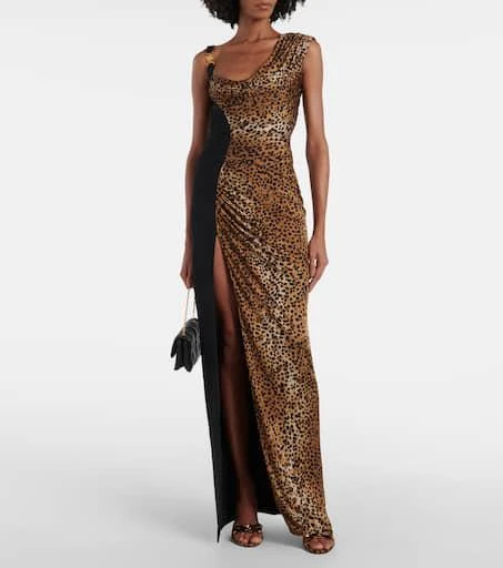 Versace Leopard Opera Bow 95 shearling mules 3