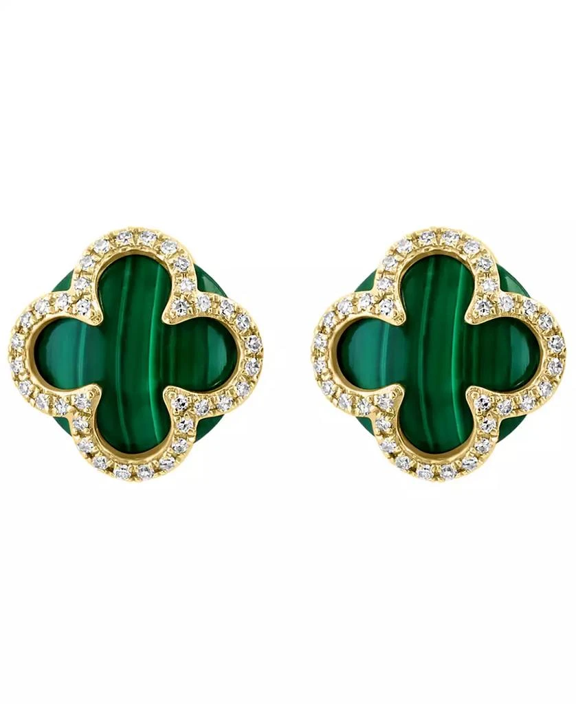 Effy Diamond (1/5 ct. t.w.) and Malachite Earrings in 14k Yellow Gold