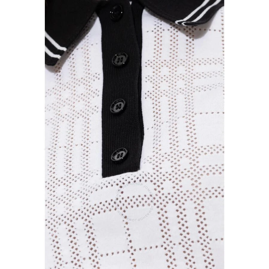 Burberry Elenora Check Pointelle Knit Crop Polo Shirt 2