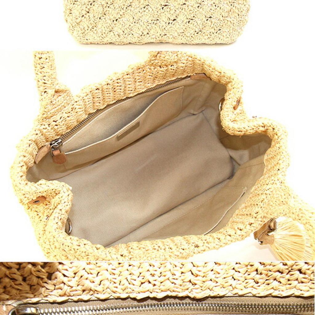 Prada Raffia Suede Handbag Shoulder Bag (Pre-Owned)