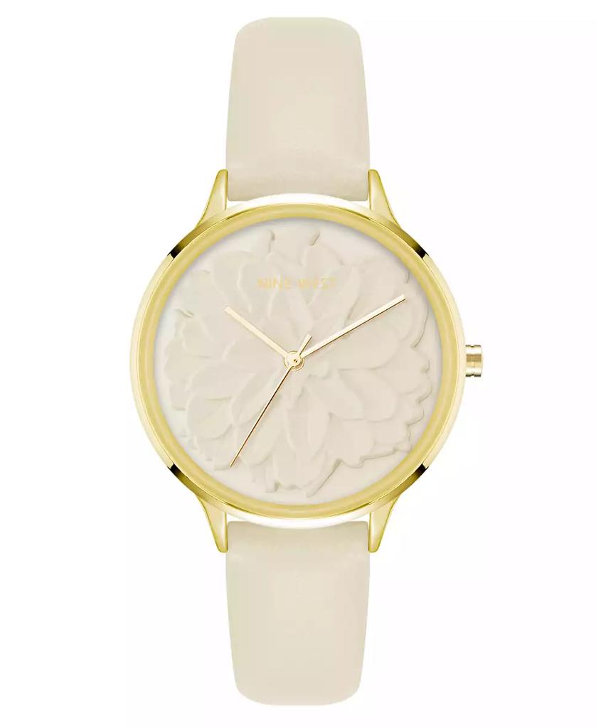 Nine West Women's Quartz Cream Faux Leather Band Watch, 34.5mm