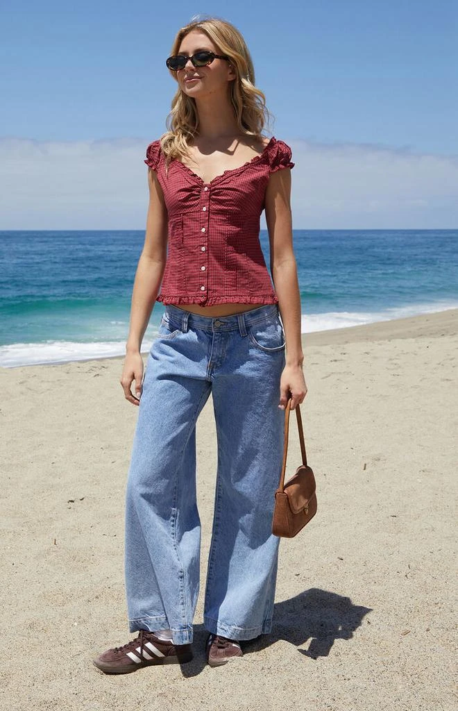 John Galt Burgundy Plaid Elena Top 4