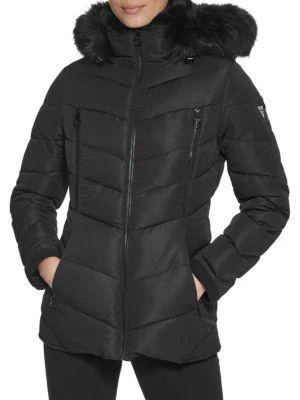 Guess Faux Fur Lined Hooded Puffer Jacket 1