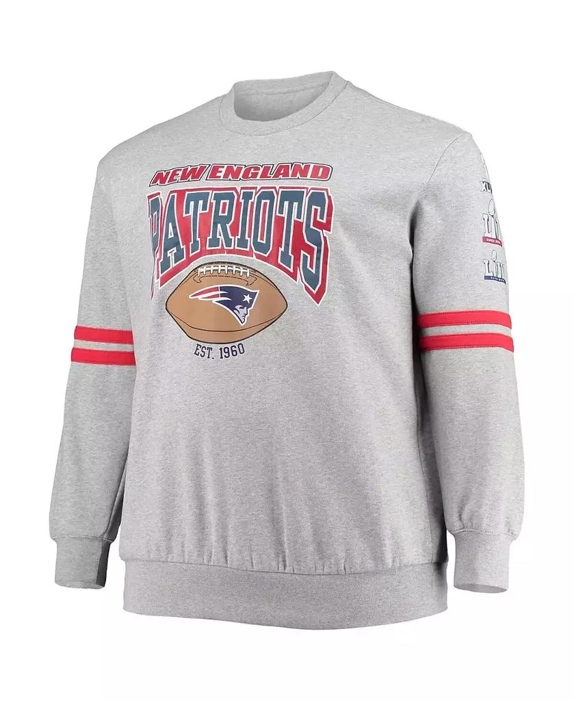 Mitchell and Ness Men
s Heathered Gray New England Patriots Big and Tall Allover Print Pullover Sweatshirt 4