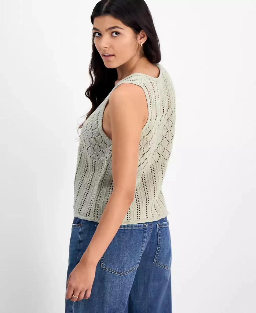 Hooked Up by IOT Juniors' Pointelle Double-Button Vest Top 4