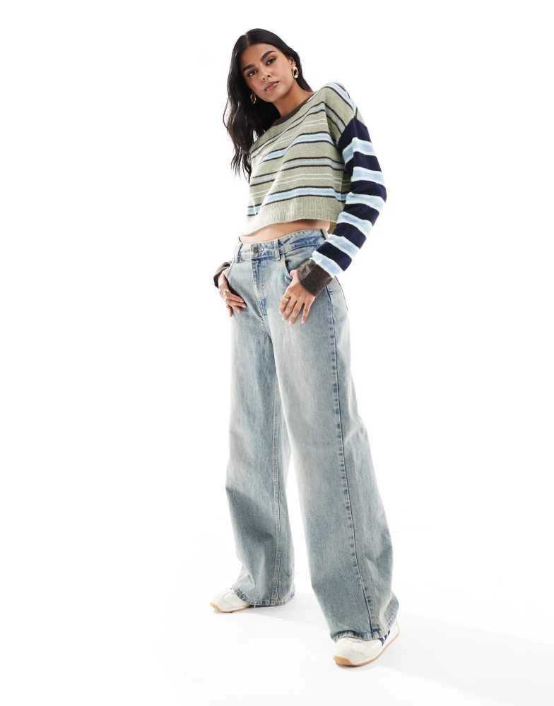 PacSun Pacsun iris round neck striped cropped jumper in multi 3